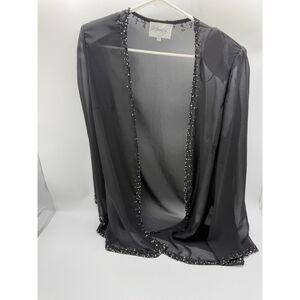 Merrily Beaded Open Long Sleeves Black Top Women’s Size 16